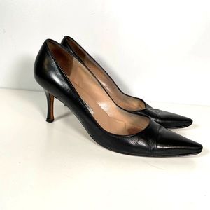 Manolo Blahnik Black Leather Pumps